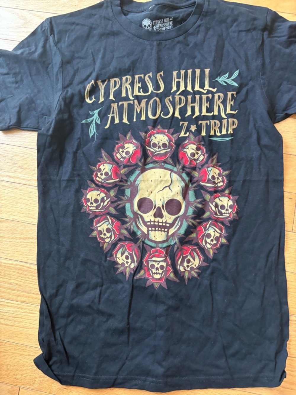 Cypress Hill Atmosphere Z-Trip 2021 tour Black Skull Graphic Tee - Picture 2 of 4